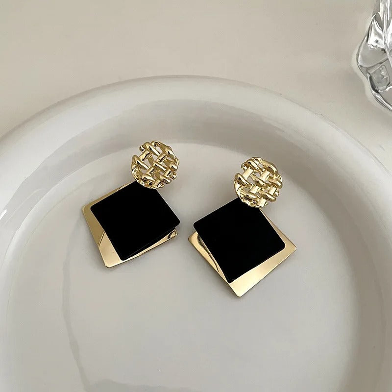 Square Metal Sequin Earrings for Women