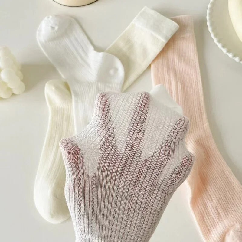 1 Pair Women Spring Summer Thin Hollow Out Long Loose Socks