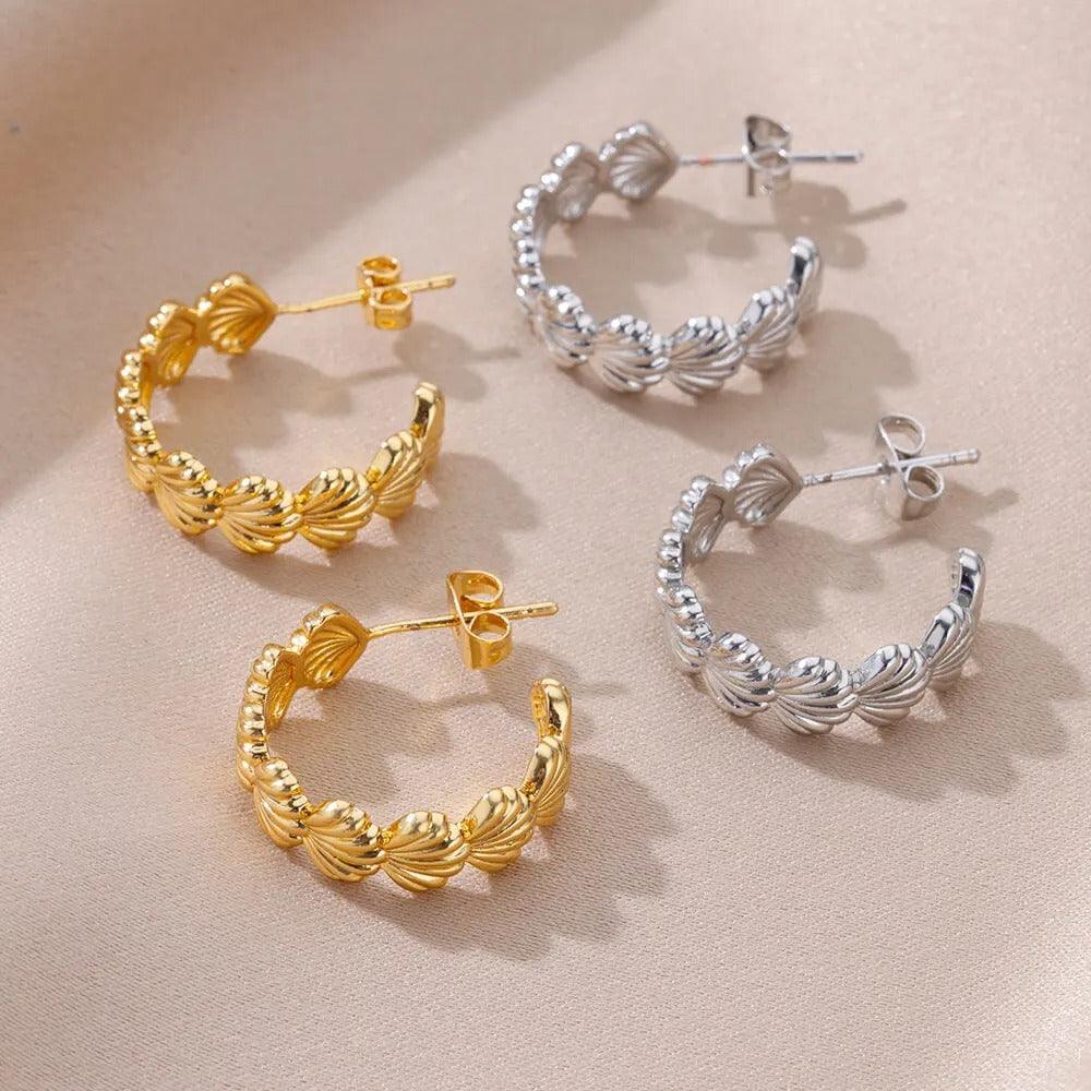 C-shaped Shell Stainless Steel Earrings For Women