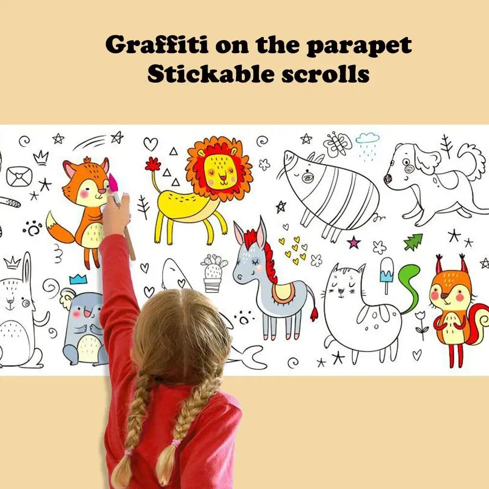 Children's Drawing Roll Sticky Color Filling Paper Graffiti