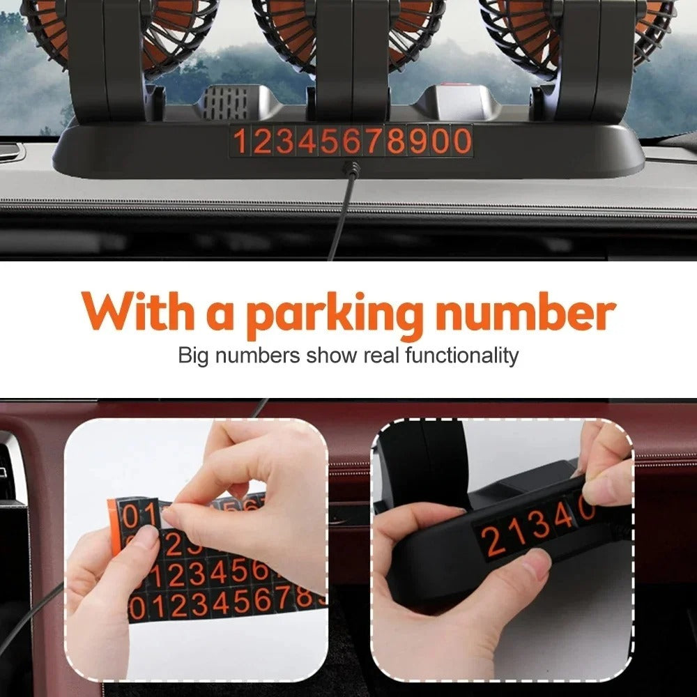 Car Fan 360° Adjustable 3 Head Air Fan Automotive Electric Fan USB/12V/24V Fan 2