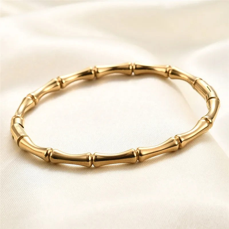 Stainless Steel Bamboo Cuff Bracelets Bangles for Woman