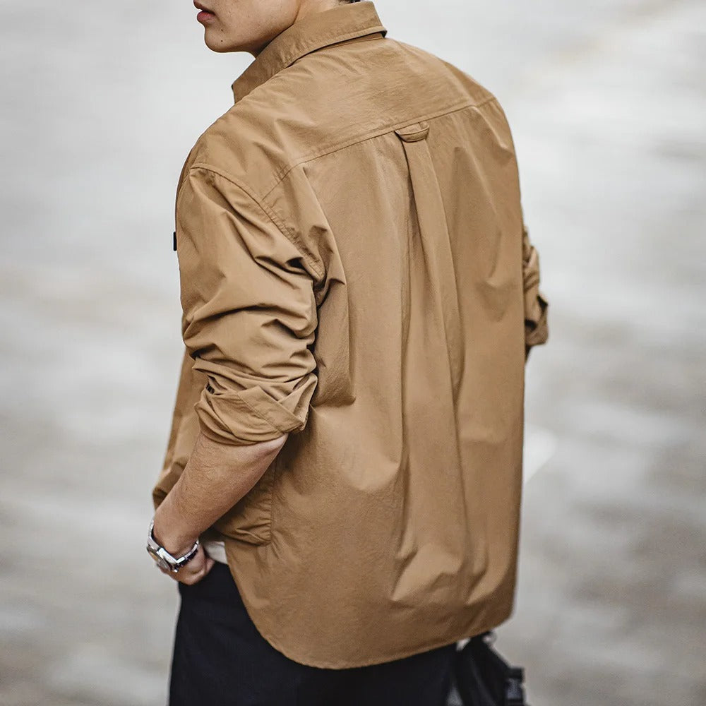 Men's Outdoor Waterproof Shirt Casual Loose Turn-down