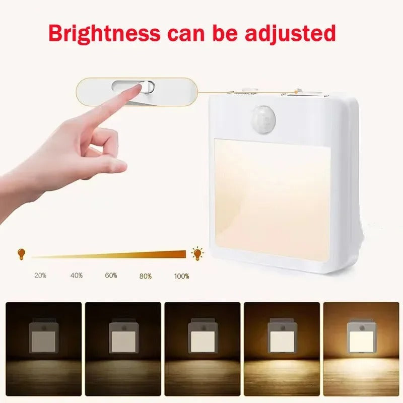 Motion Sensor LED Night Lights EU Plug Dimmable Cabinet Light