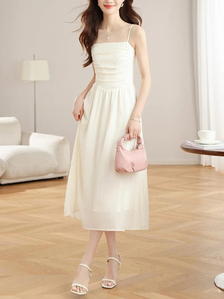 Spring Summer sling Dress Women Midi Dresses Female Sleeveless