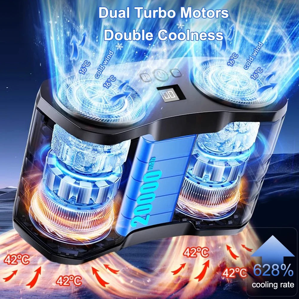 20000Mah Waist Fan Portable Clip Fan With Double Wind Outlet Mini Wearable