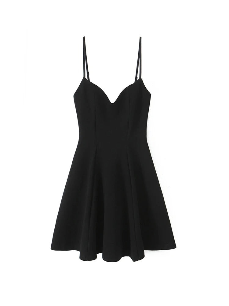 Women Fashion With Sweetheart Neck Mini Dress Adjustable