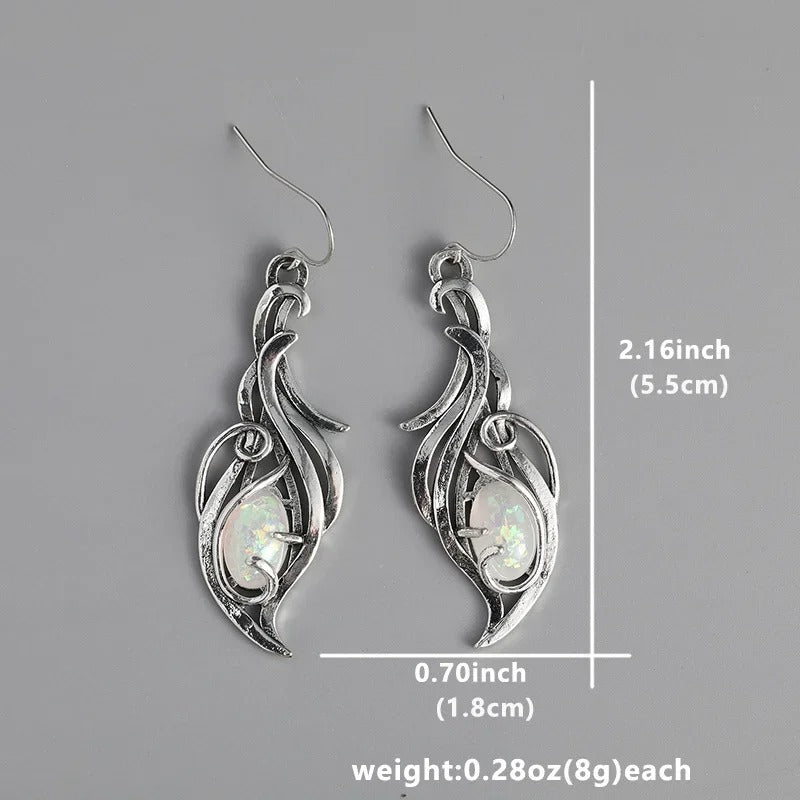 Charming Oval Fire Opal Earring For Women Silver Color Drop Earrings