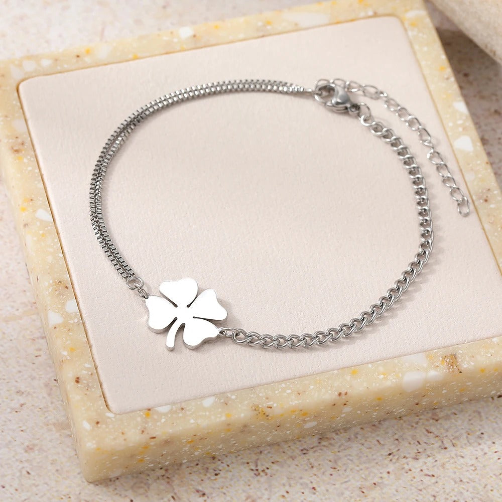 Stainless Steel Bracelets Classic Lucky Clovers
