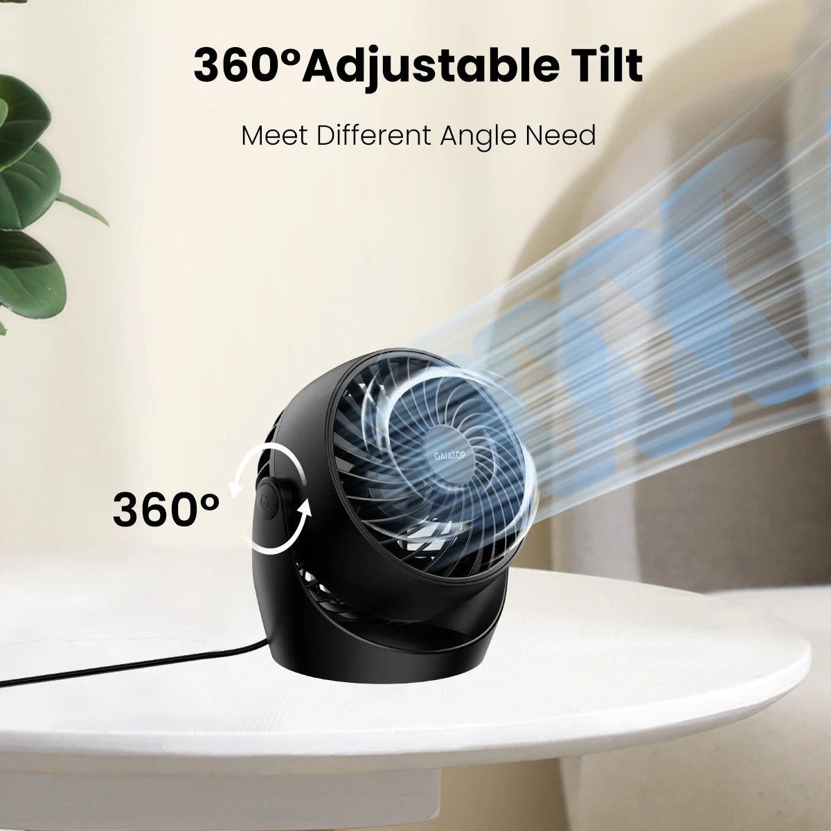 fan for bedroom strong airflow quiet desktop air circulator fan for whole room 360°