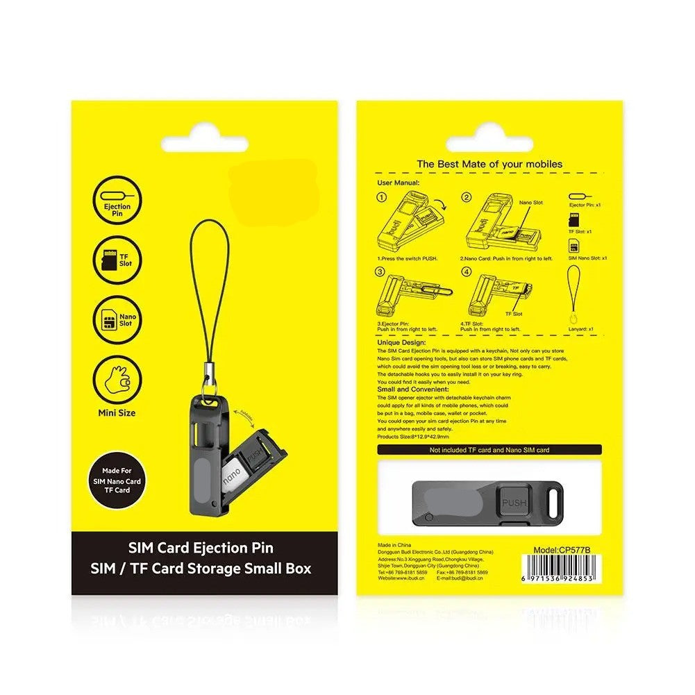 SIM TF Card Slot Storage Box With Mobile Phone Card Ejector Pin