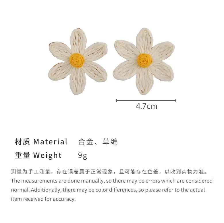 Cute Handmade Woven Sunflower Earrings