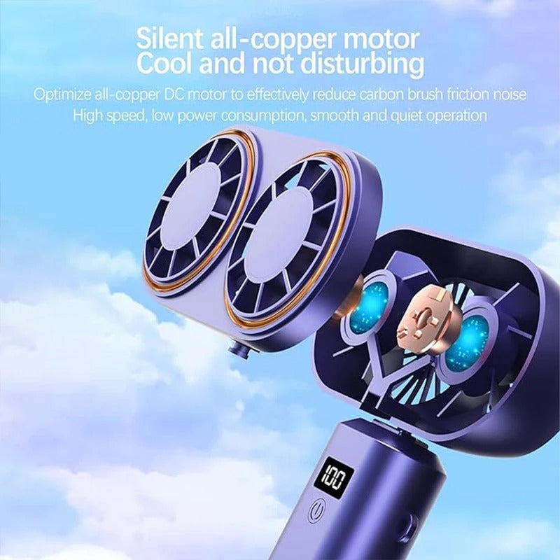 Handheld Personal Fan Compact Rechargeable Dual Fan Cooler Rechargeable