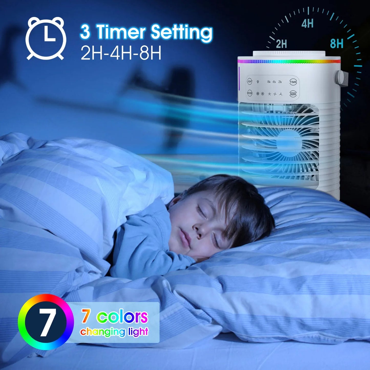 Portable Air Conditioner Mini Air Cooler USB Air Conditioning Fan 600ml Ice Water Air