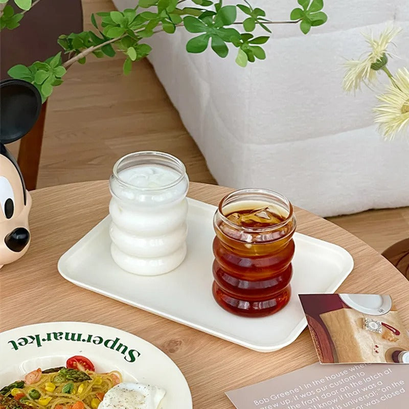 Glass Cup Household Corrugated Glass Cup Coffee Milk Cup Transparent Glasses Ice