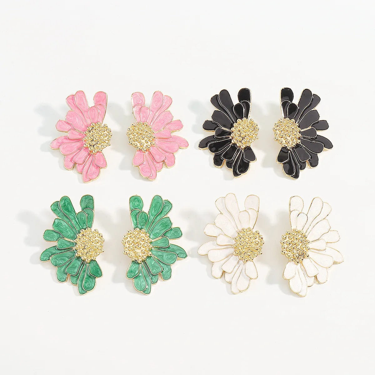 Boohoo Colorful Big Flower Petal Irregular Stud Earrings