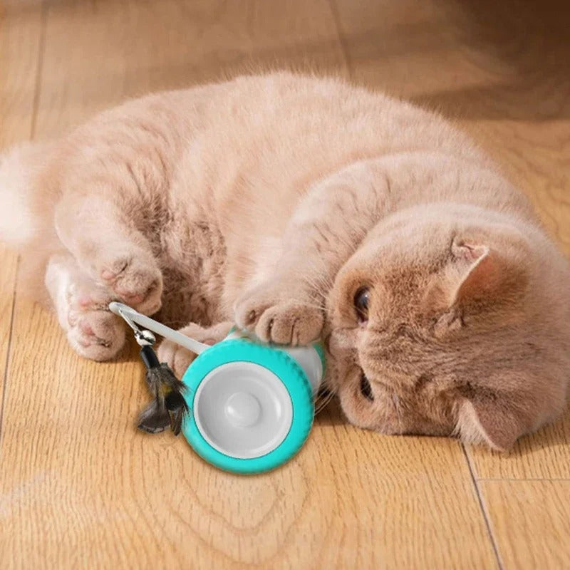 Cat Toy Interactive Smart Cat Balancing Car Moving Feather Cat Stick