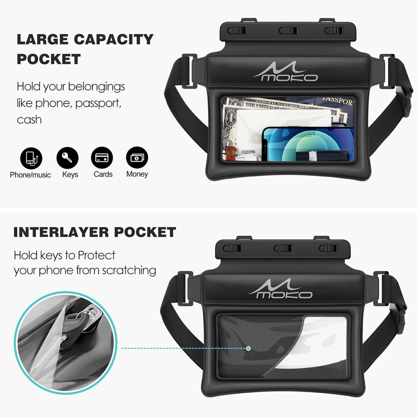 Waterproof Phone Pouch Fanny Pack Floating Dry Bag  Compatible with iPhone