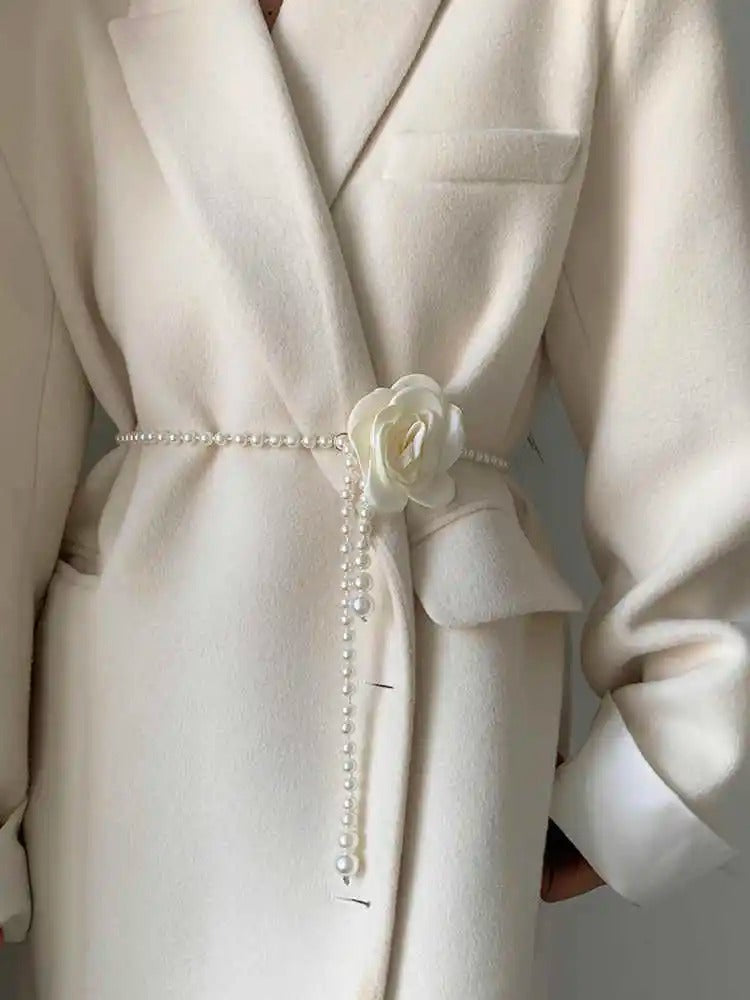 1pcs Pearl Waist Belt Women's New Style Camellia Decorative