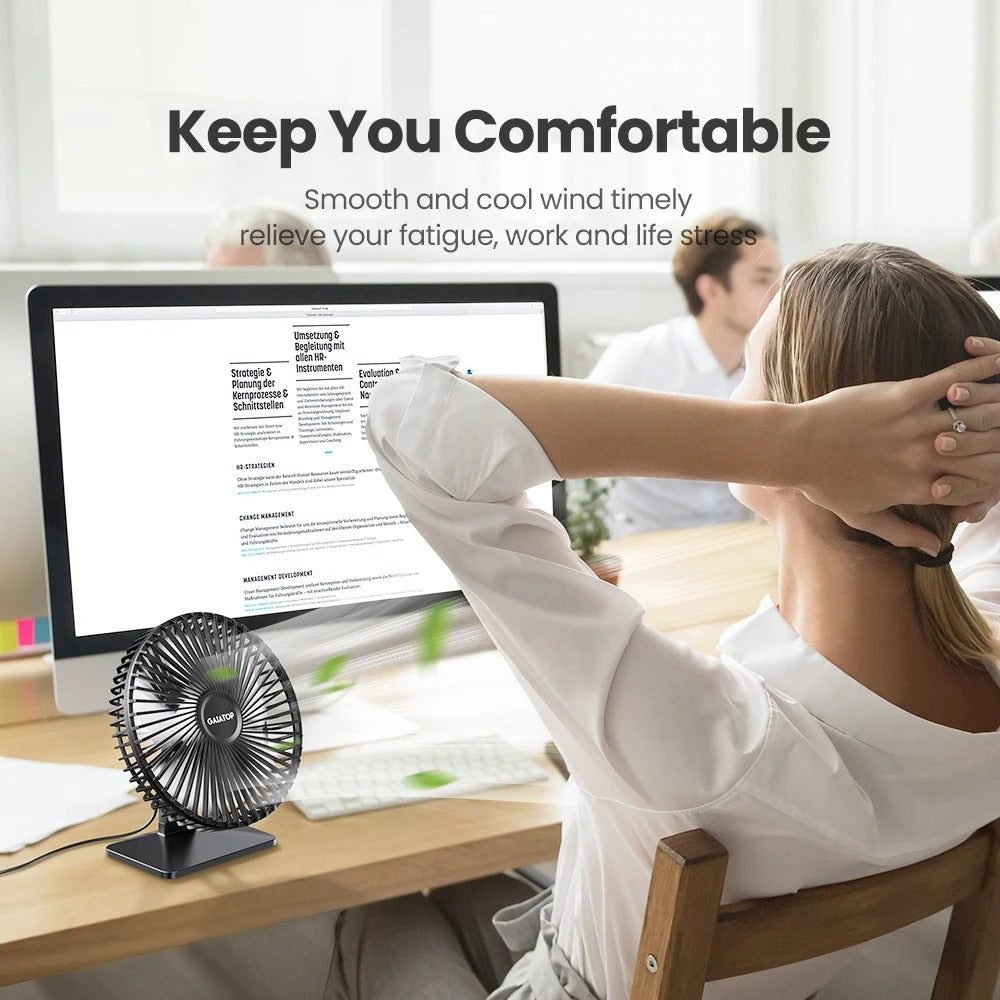 Desk Fan Portable USB Fan 90° Adjustable Cooling Fan Mute 4 Speed Adjustment Ultra Quiet