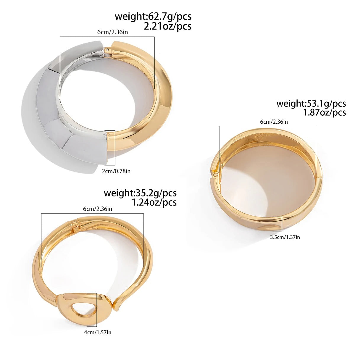 Exaggerated Punk Irregular Wide Cuff Bangle for Women