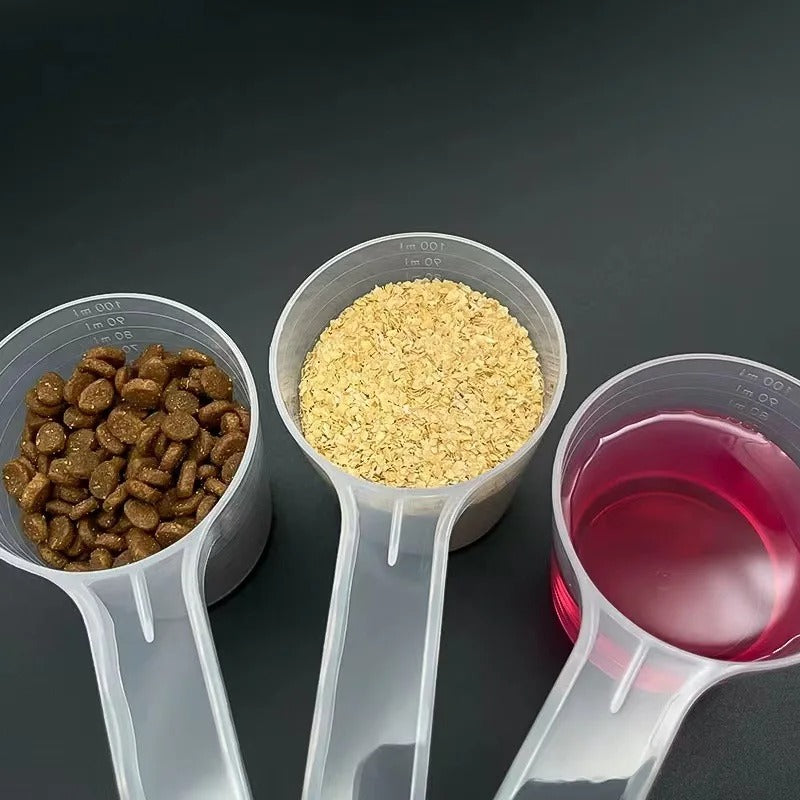 1pc Transparent Pet Measuring Spoon With Scale Plastic Dog Cat