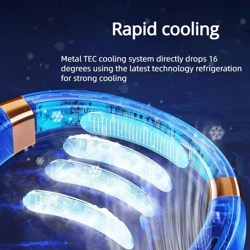 Portable Neck Fan,Hands Free Bladeless Fan with LED 4 Cooling Plate,Personal Fan