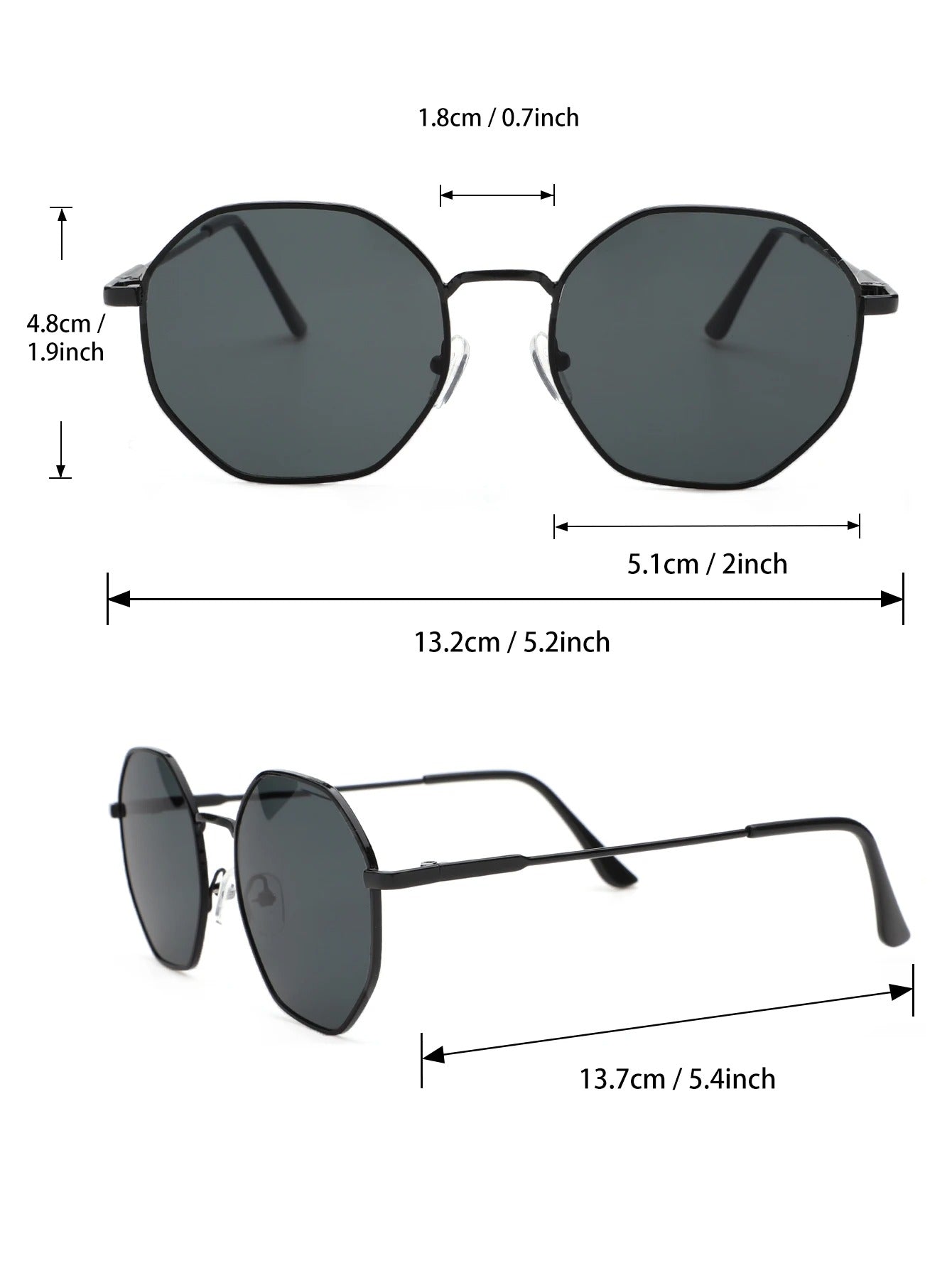 2 Pcs Metal Geometric Round Frame Fashion Classical Sunglasses Women