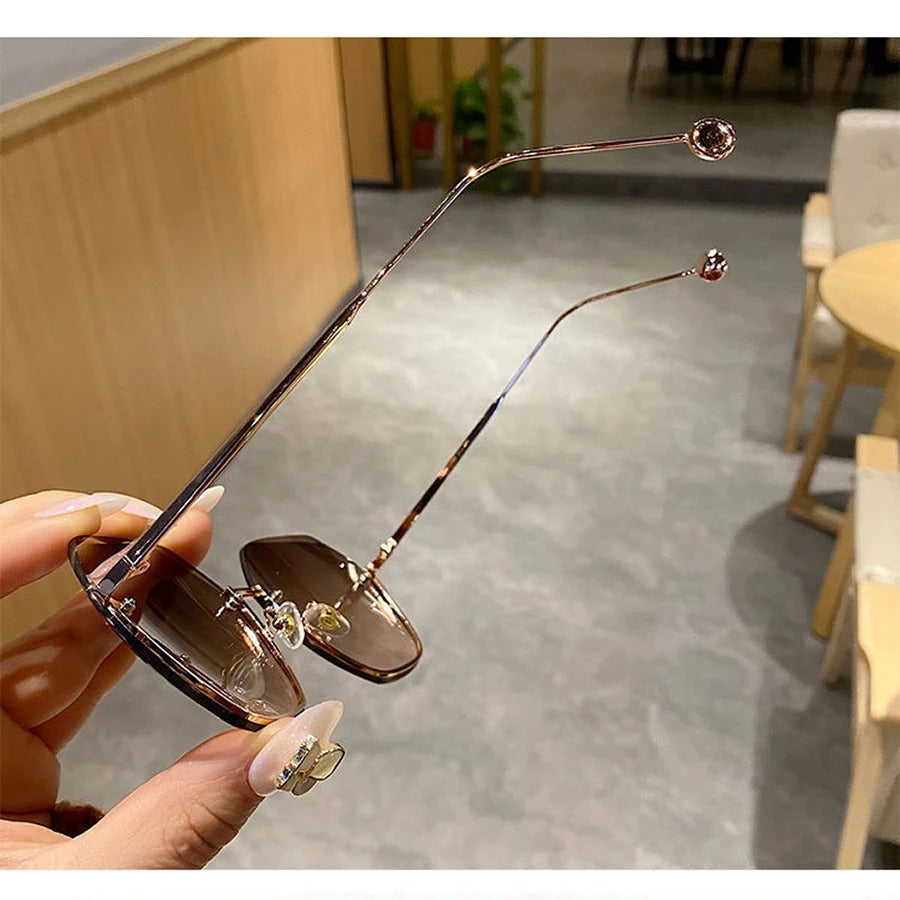 Fashion New Polygonal Metal Sunglasses Retro Ladies