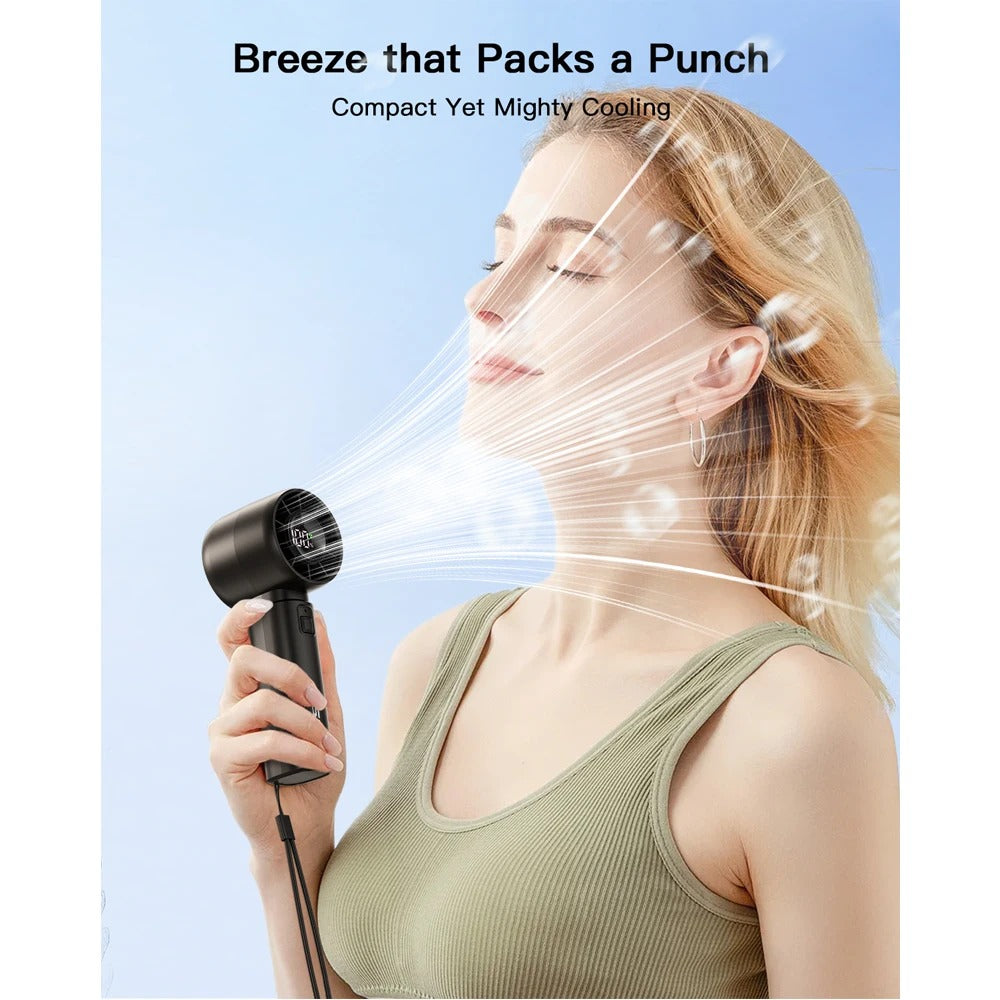 Handheld Mini Fan 4000mAh Battery Portable Rechargeable Fan with LED Display