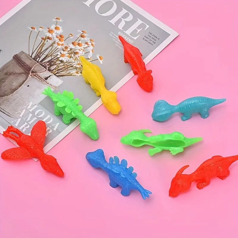 10pcs Dinosaur Finger Catapult Decompression Toy TPR Turkey Finger