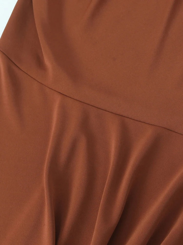 Women Fashion Long Asymmetric Gathered Dress One Shoulder