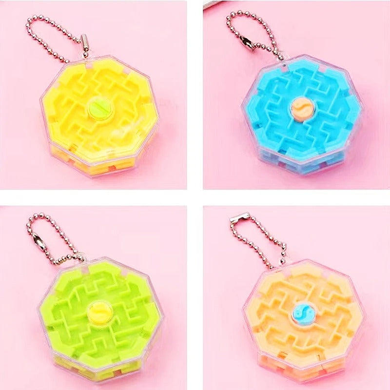 12PC with Keychain Rolling Ball 3D Maze Toys