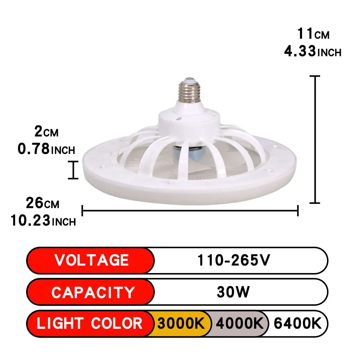 LED Ceiling Fan Light E27 With Remote Control Dimming 3-speed Ddjustable Wind