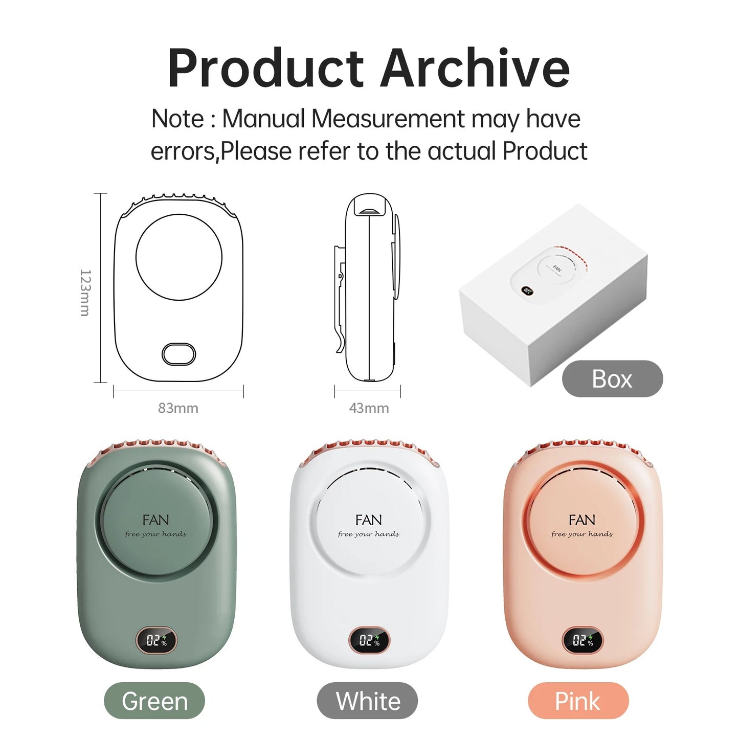 Portable Hanging Neck Fan Mini Fans with Adjustable Lanyard Bladeless USB