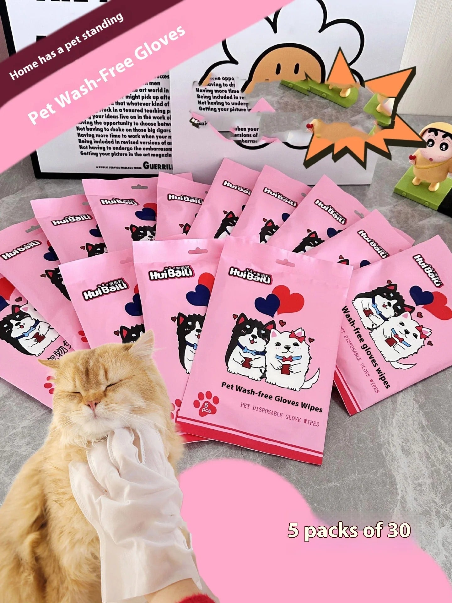 Pet Wash Free Spa Gloves for Cats and Dogs