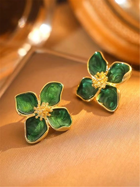 Flower Stud Earrings for Women Girl French Ins Vintage