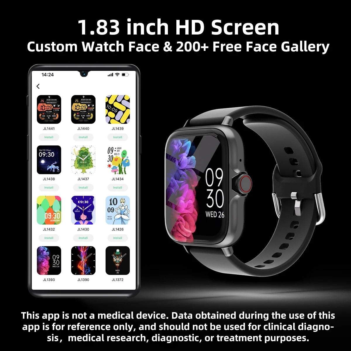 1.83'' Waterproof Smart Watch with Message