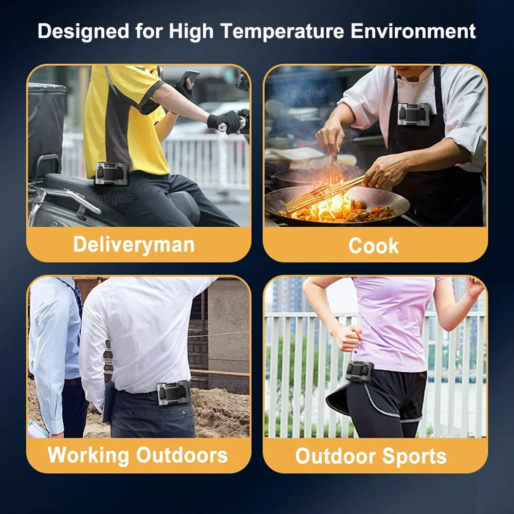 20000Mah Waist Fan Portable Clip Fan With Double Wind Outlet Mini Wearable