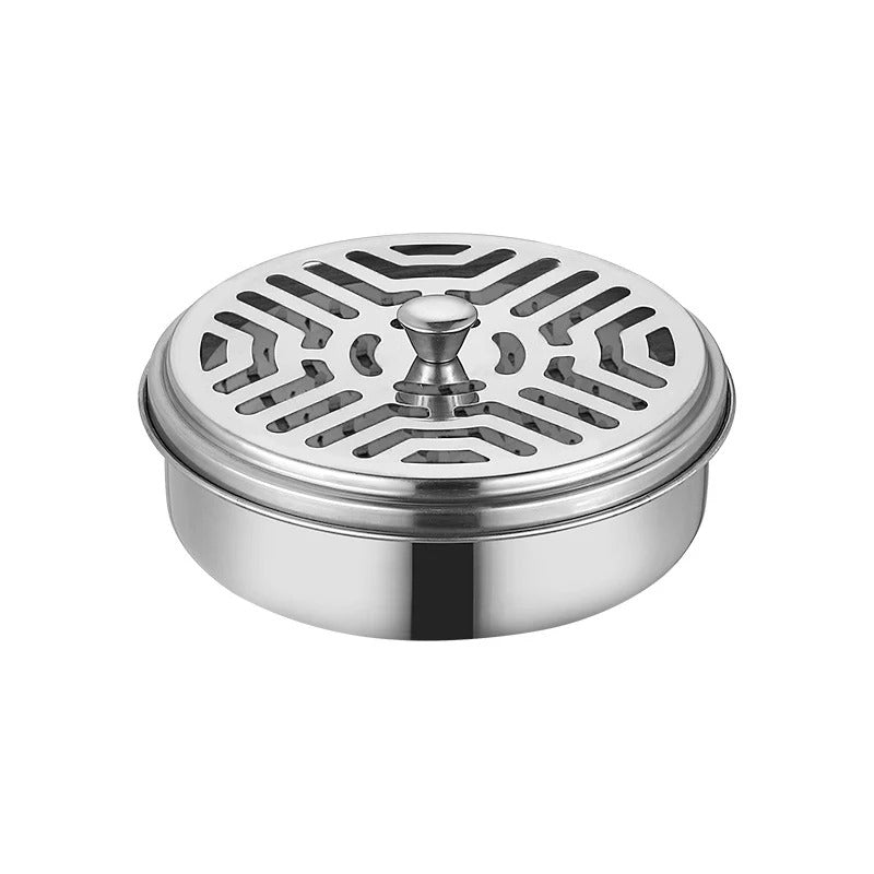 Mosquito Coils Holder Stainless Steel Mosquito Coil Box with Cover Round