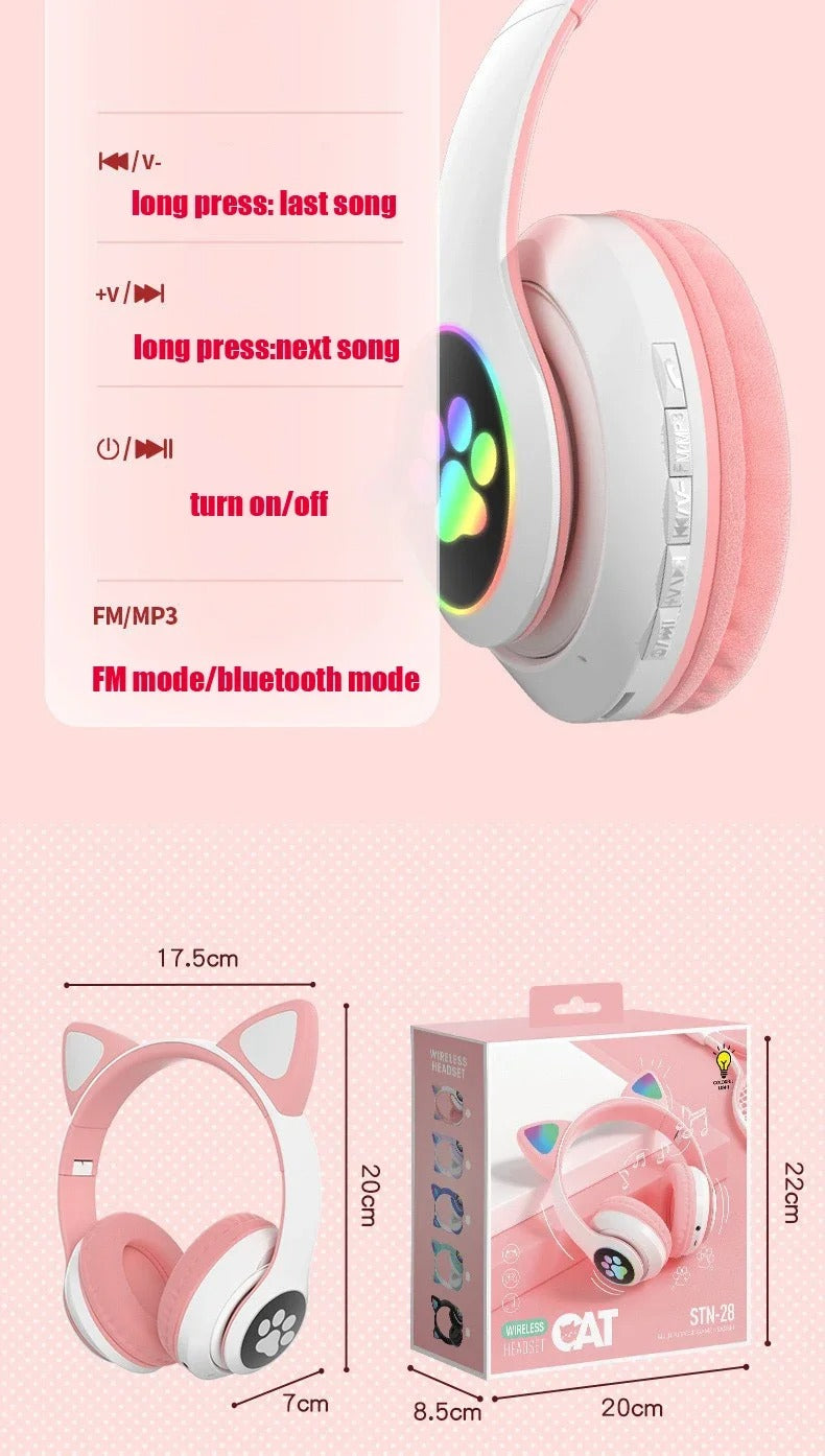 Wireless Headphone Flash Light  Bluetooth with Mic Control