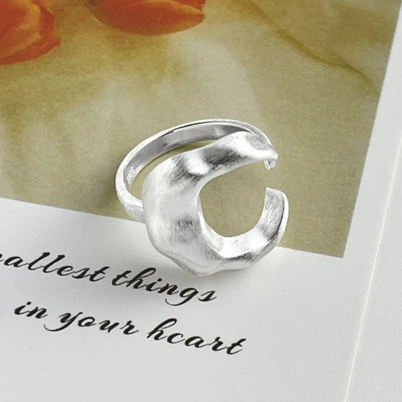 Matte Frosted Crescent Moon Cuff Finger Rings For Women