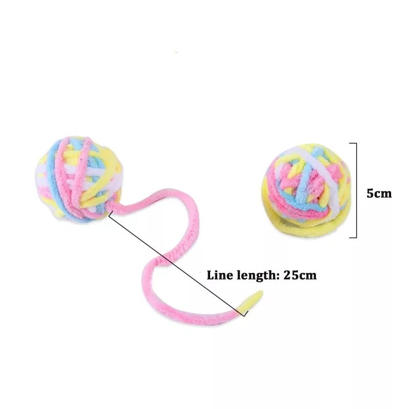 Funny Cat Toys Colorful Yarn Balls with Bell Sounding Interactive