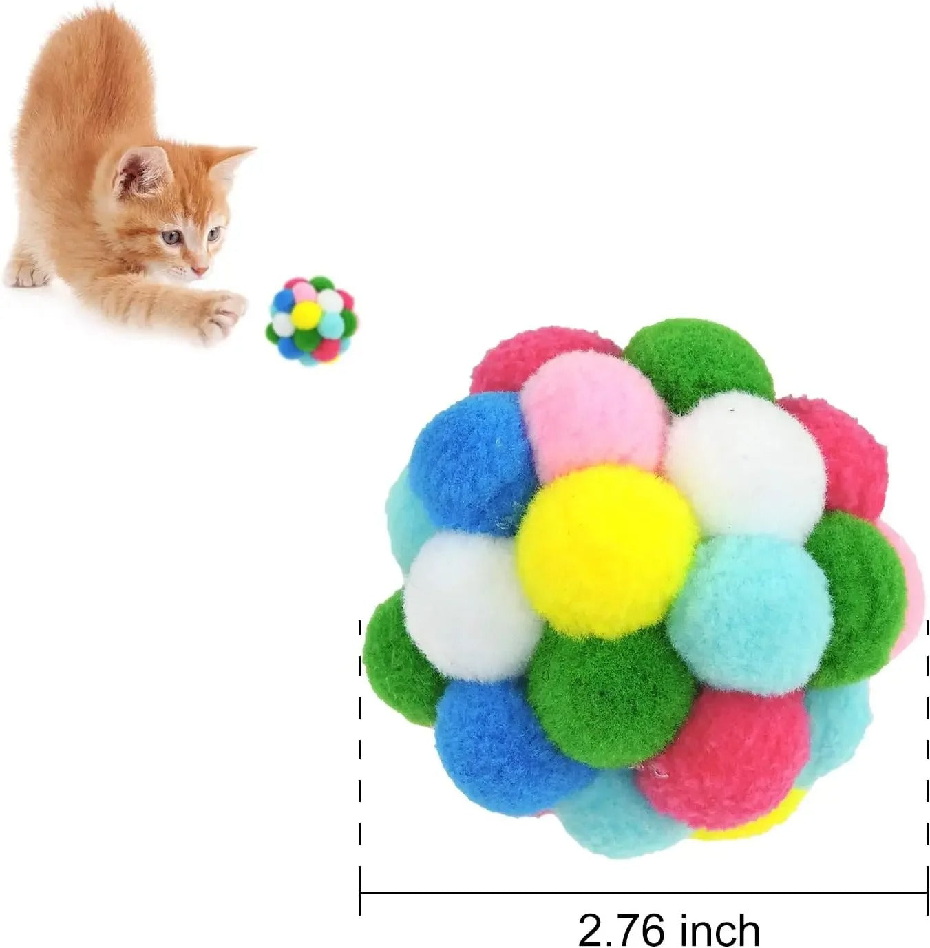 Cat Toys Balls with Bells Color Cat Pom Pom Balls