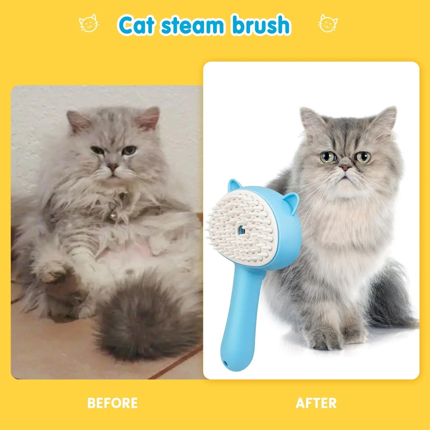 Cat Steam Brush 3 in 1 Pet Hair Grooming Tool Supply