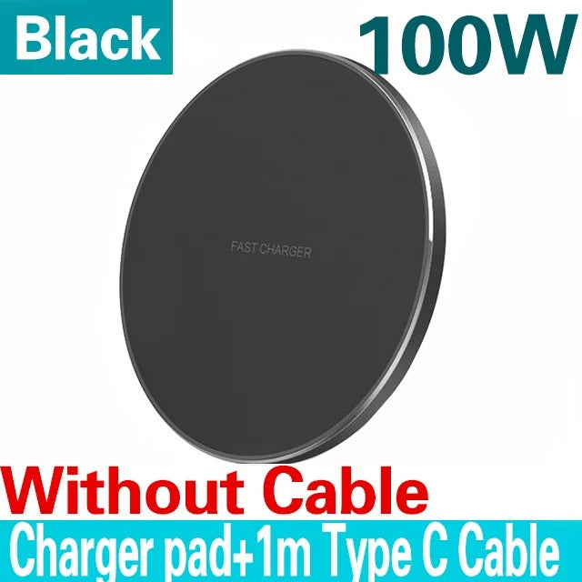 100W Fast Wireless Charger Pad for iPhone  Samsung Galaxy Xiaomi