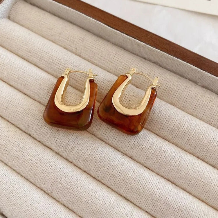 Green Pink Transparent Earrings For Women