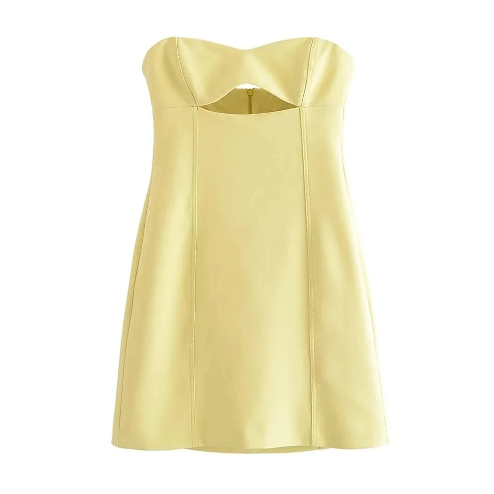 Women's Strapless Hollow Out Mini Dress, Sexy Sweetheart Neck