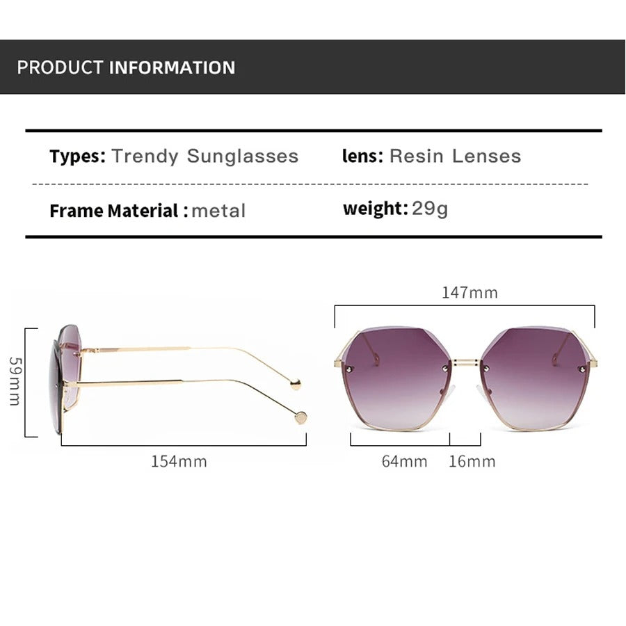 Fashion New Polygonal Metal Sunglasses Retro Ladies