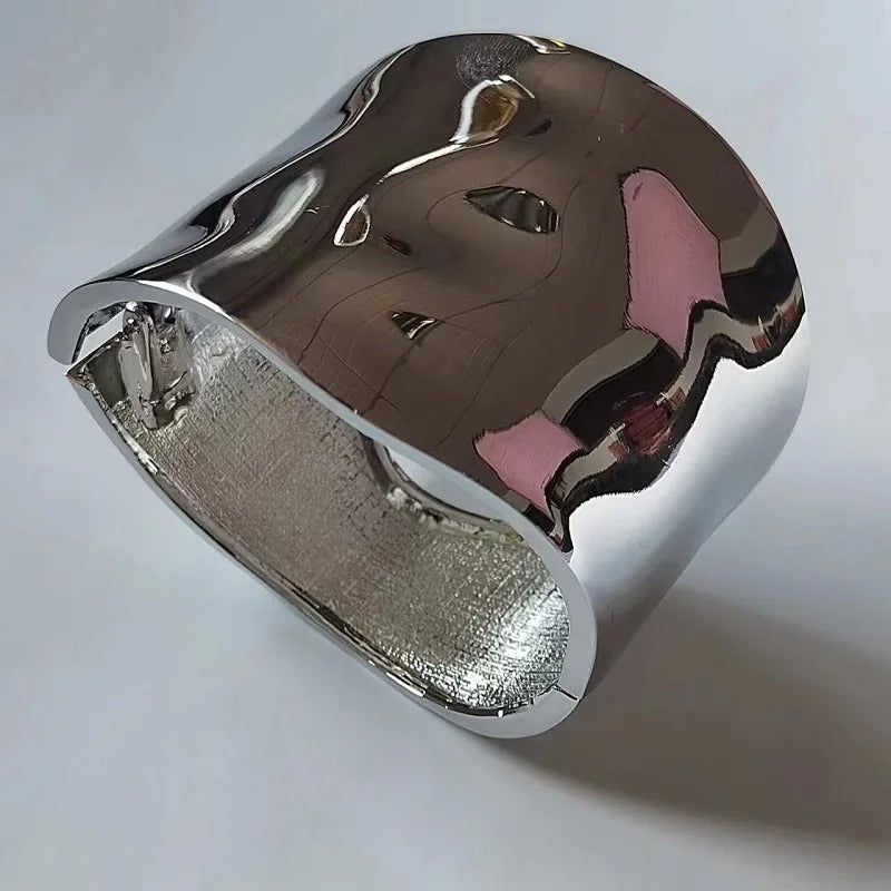 Punk Hip Hop Wide Asymmetric Bangles Bracelets For Women